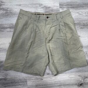 Caribbean Joe Mens Shorts Size 36 Pleated Front Casual Chino Khaki Relaxed Fit‎